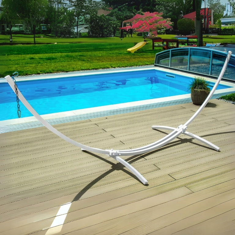 Hammock frame garden stand metal double for hammock up to 220 kg white Manufacturer code STELAŻ DO HAMAKA OGRODOWY DWUOSOBOWY STOJAK