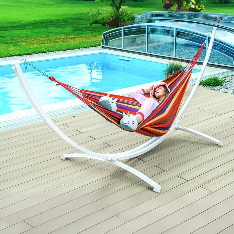 Hammock frame garden stand metal double for hammock up to 220 kg white Packaging status original