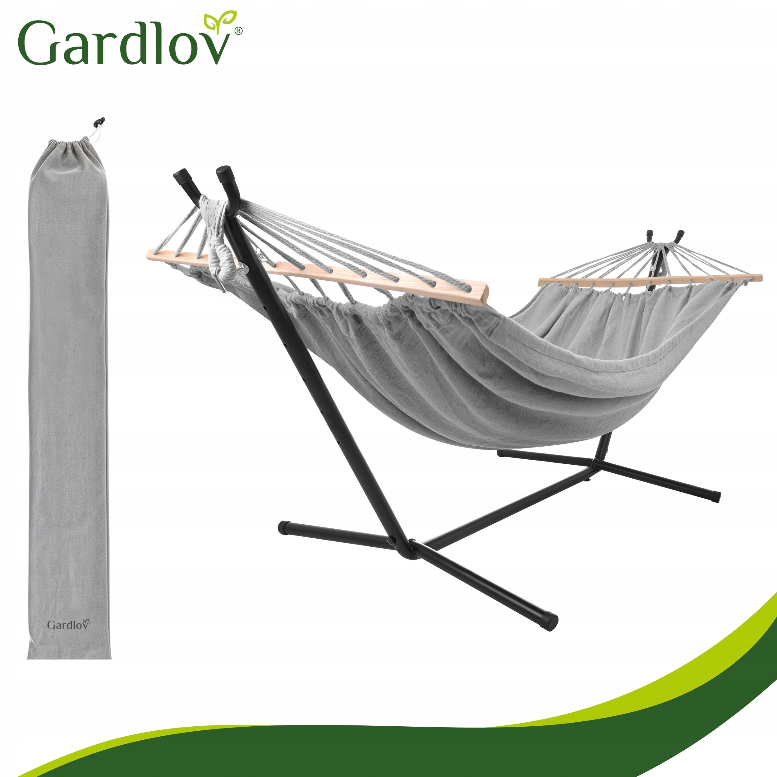 Hammock with Garden Frame Double 200x150cm Strong Iron Stand 250kg Manufacturer code Hamak ogrodowy 200x150cm ze stelażem 27293