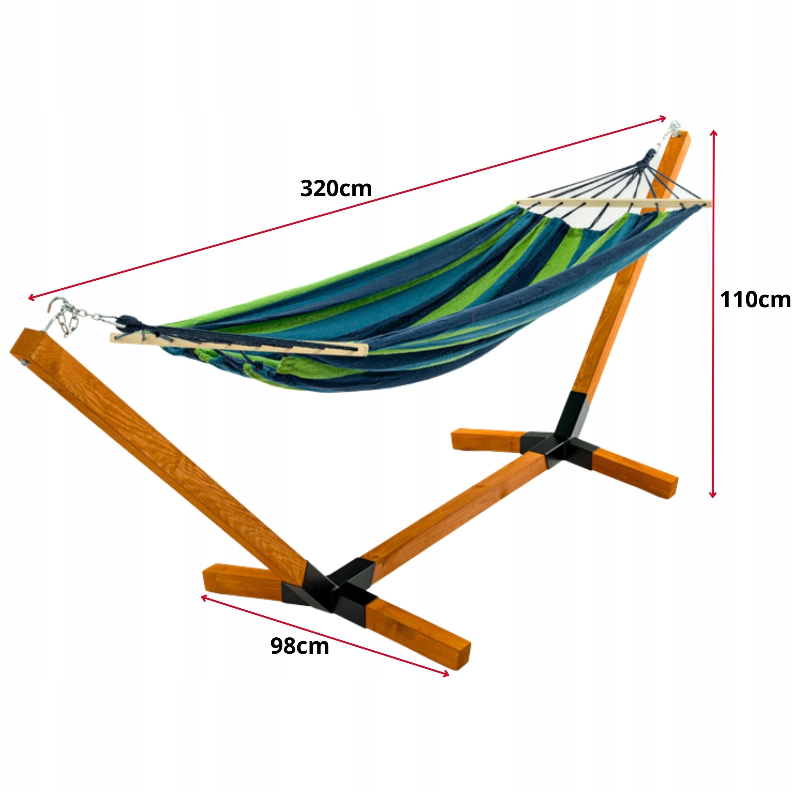 Hammock with Garden Frame Double Wooden Metal Amber Legs Packaging status original