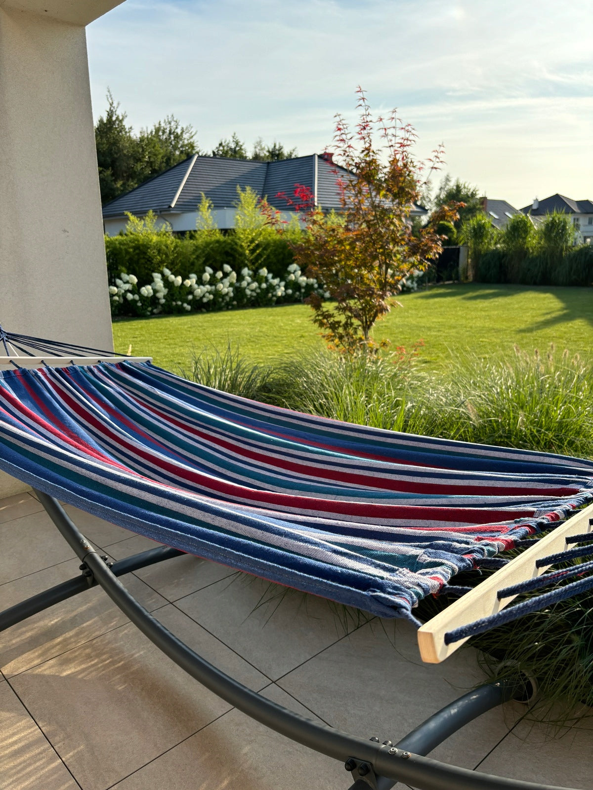 Hammock with crossbar double garden 220×160 cm bar large garden cord Packaging status original