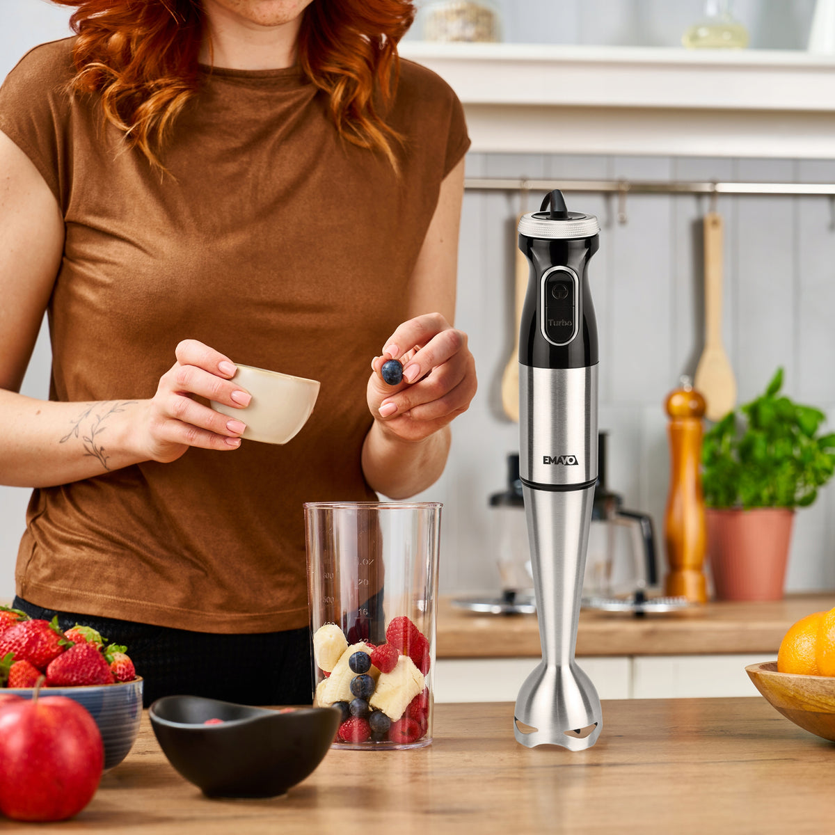 Hand Blender Multifunction Mixer Powerful Turbo Shredder Black 1000W Packaging status original