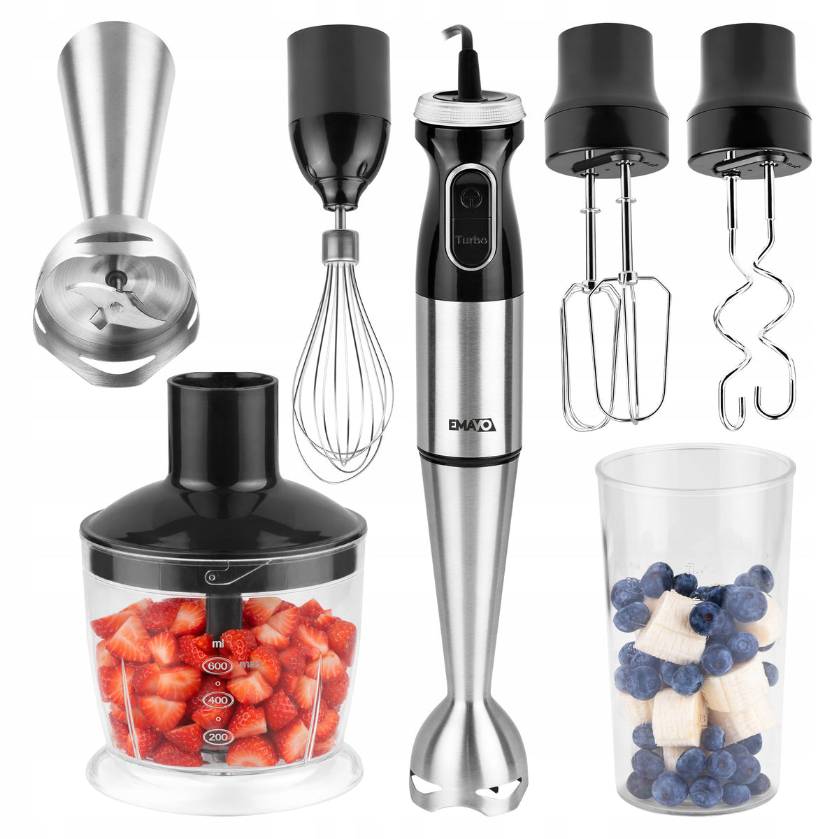 Hand Blender Multifunction Mixer Powerful Turbo Shredder Black 1000W