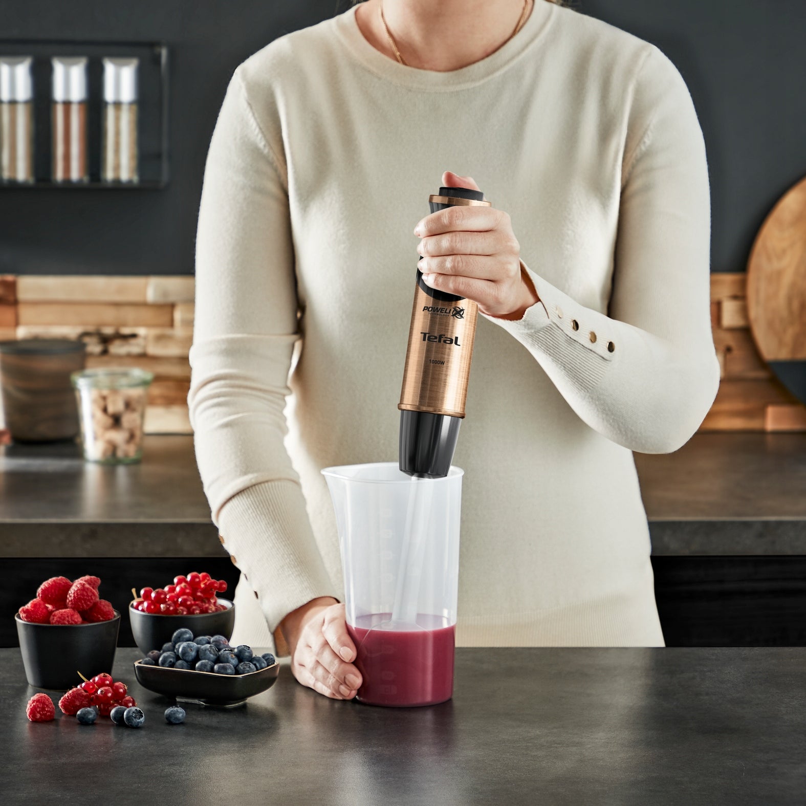 Hand Blender Multifunction Powerful TEFAL Quickchef HB656G10 3w1 1000 W Rotational speed control yes