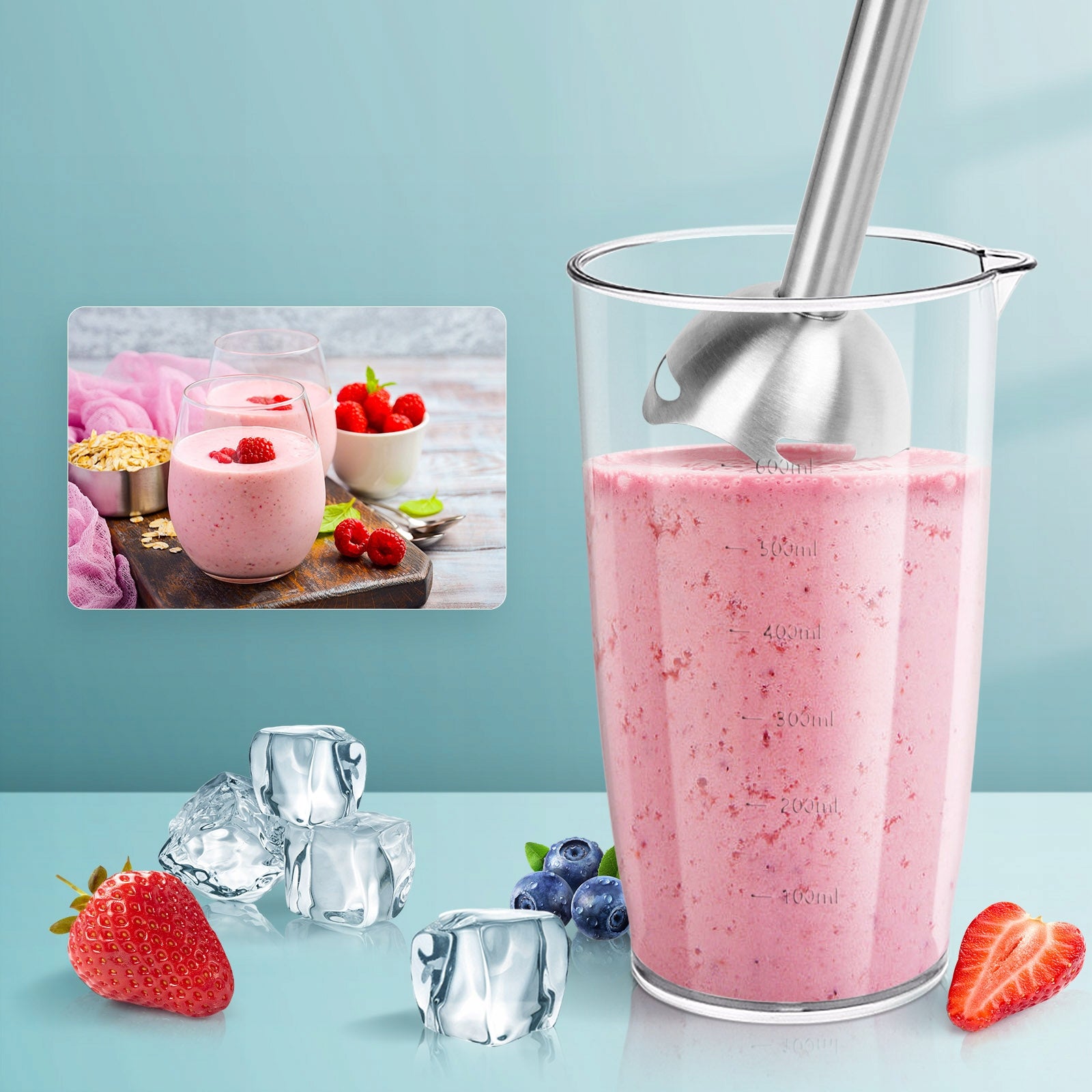 Hand Blender Multifunctional 4in1 Aigostar Buckle STRONG 1000W crushes ice Dominant color black