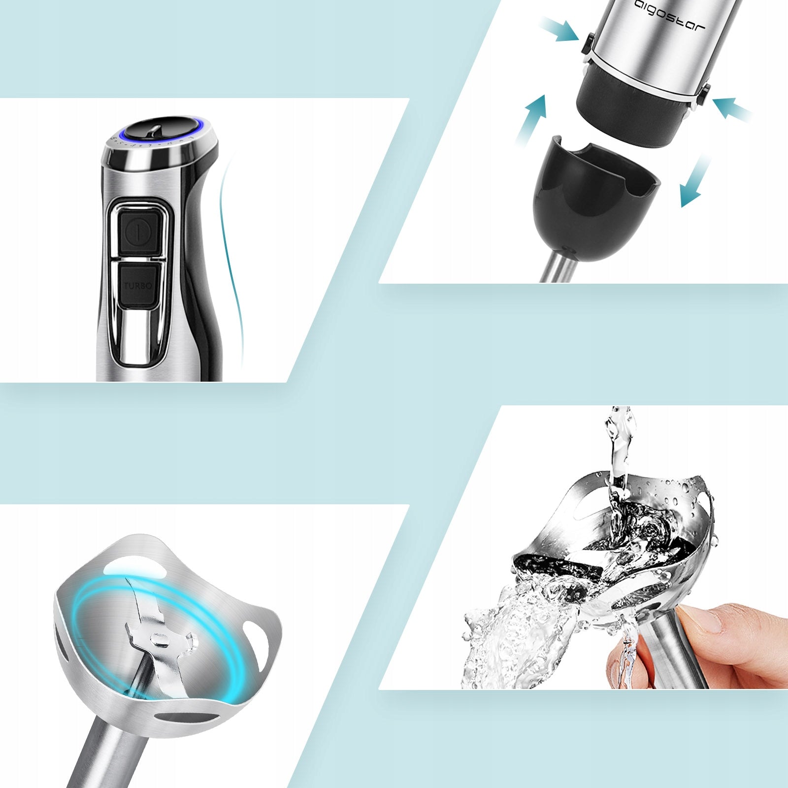 Hand Blender Multifunctional 4in1 Aigostar Buckle STRONG 1000W crushes ice Model Buckle