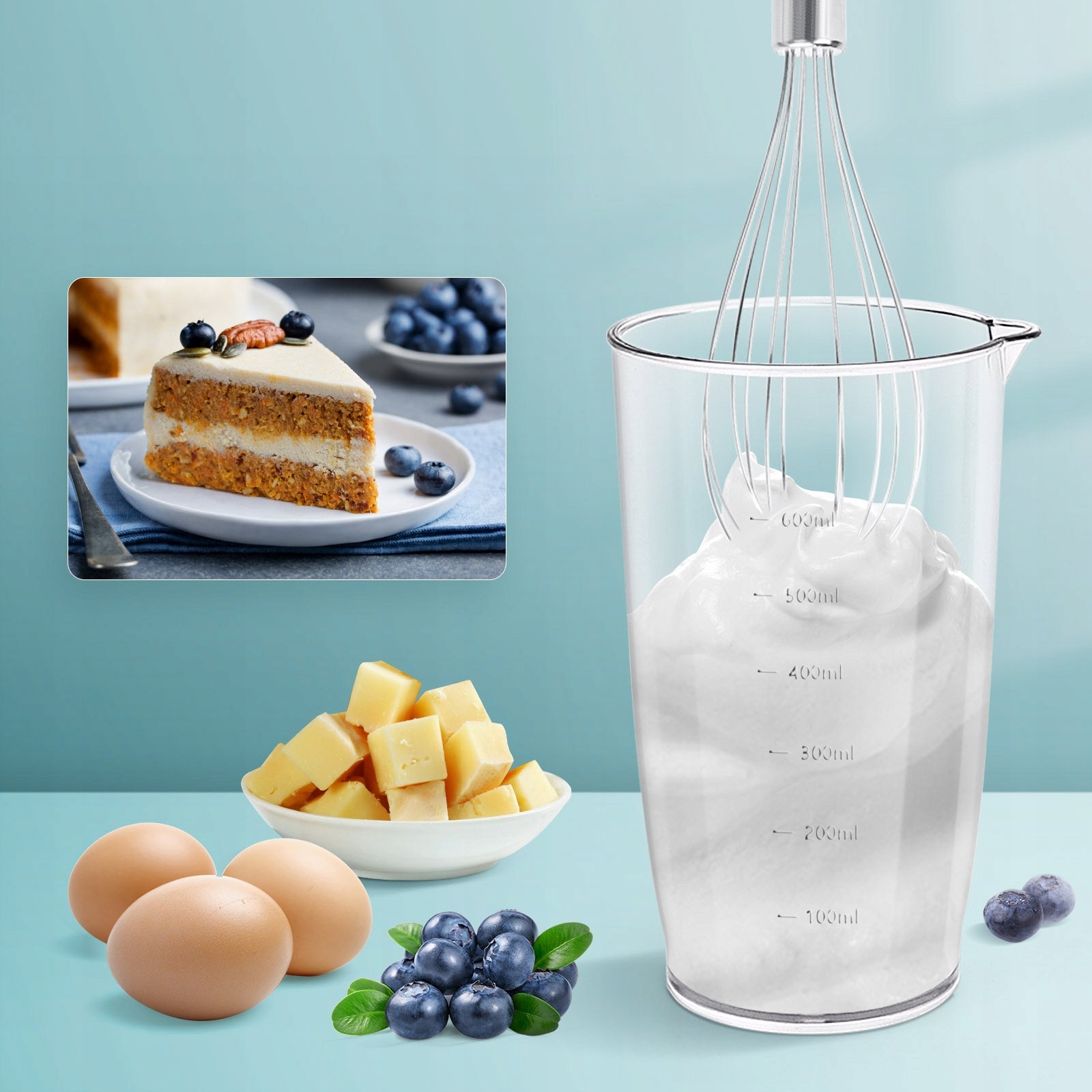 Hand Blender Multifunctional 4in1 Aigostar Buckle STRONG 1000W crushes ice Power rating 1000 W