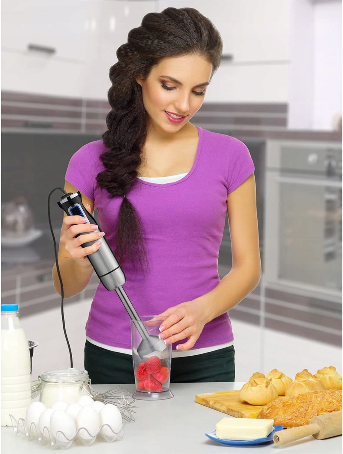 Hand Blender Powerful 800W Multifunctional Mixer Function TURBO Crushes Ice Power rating 800 W