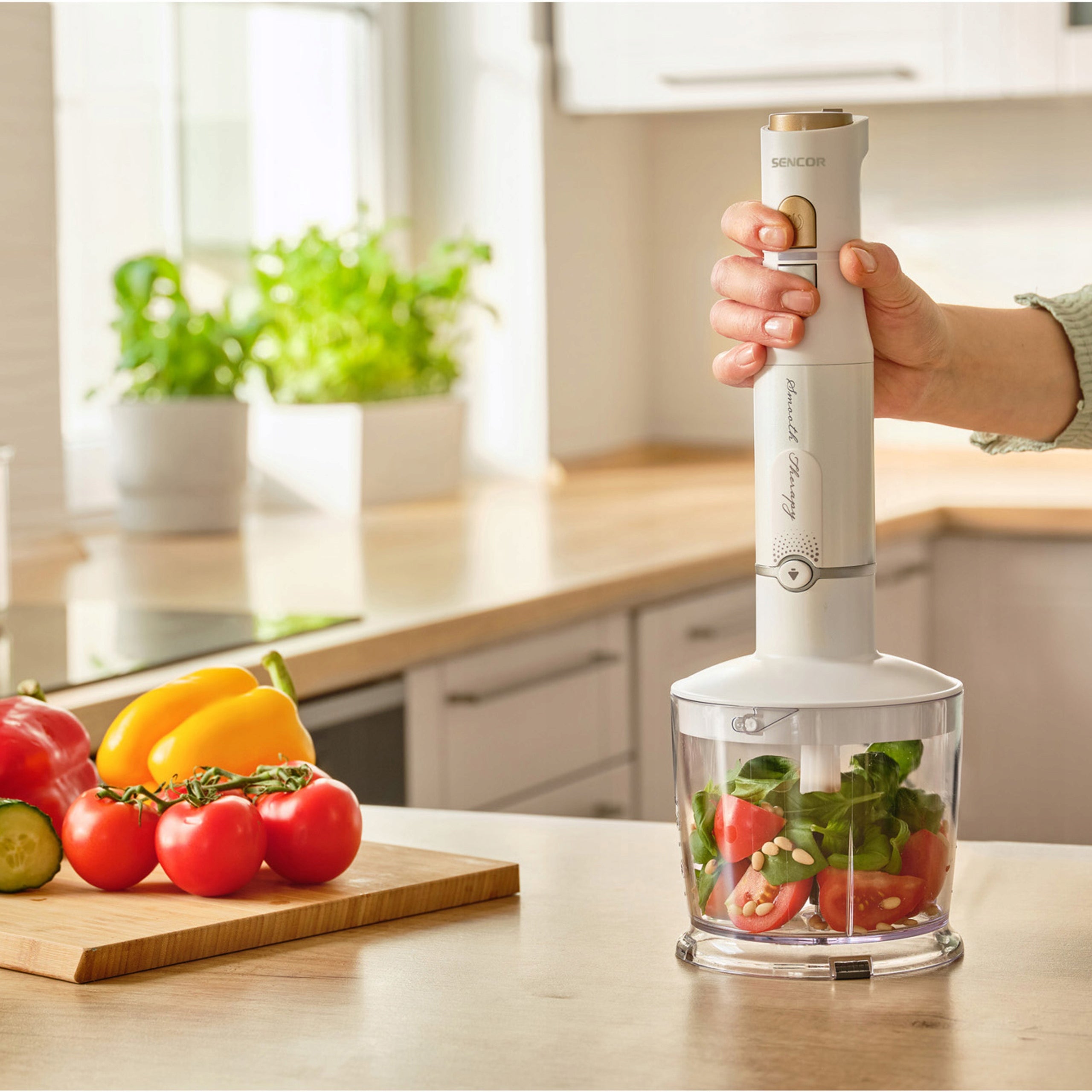 Hand Blender Vertical Sencor SHB 6441WH 6w1 1200W TITANIUM QuadBlade White Dominant color white