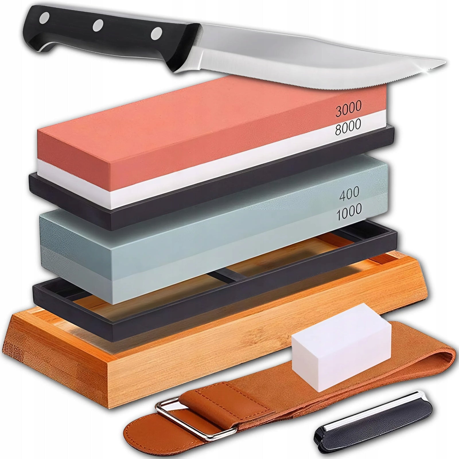 Hand Knife Sharpening Kit with Stones and Bamboo Base Manufacturer code ostrzałka do noży v2026
