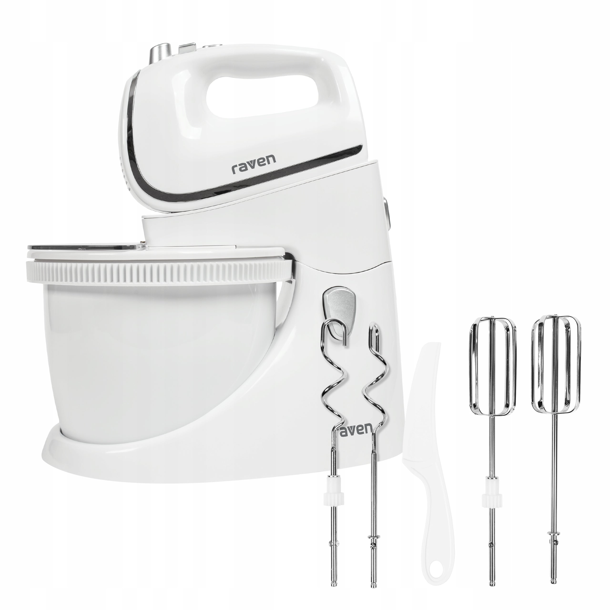 Hand Mixer RAVEN EMM001X 450W Turbo Rotating Bowl 2,5L Hooks Spatula