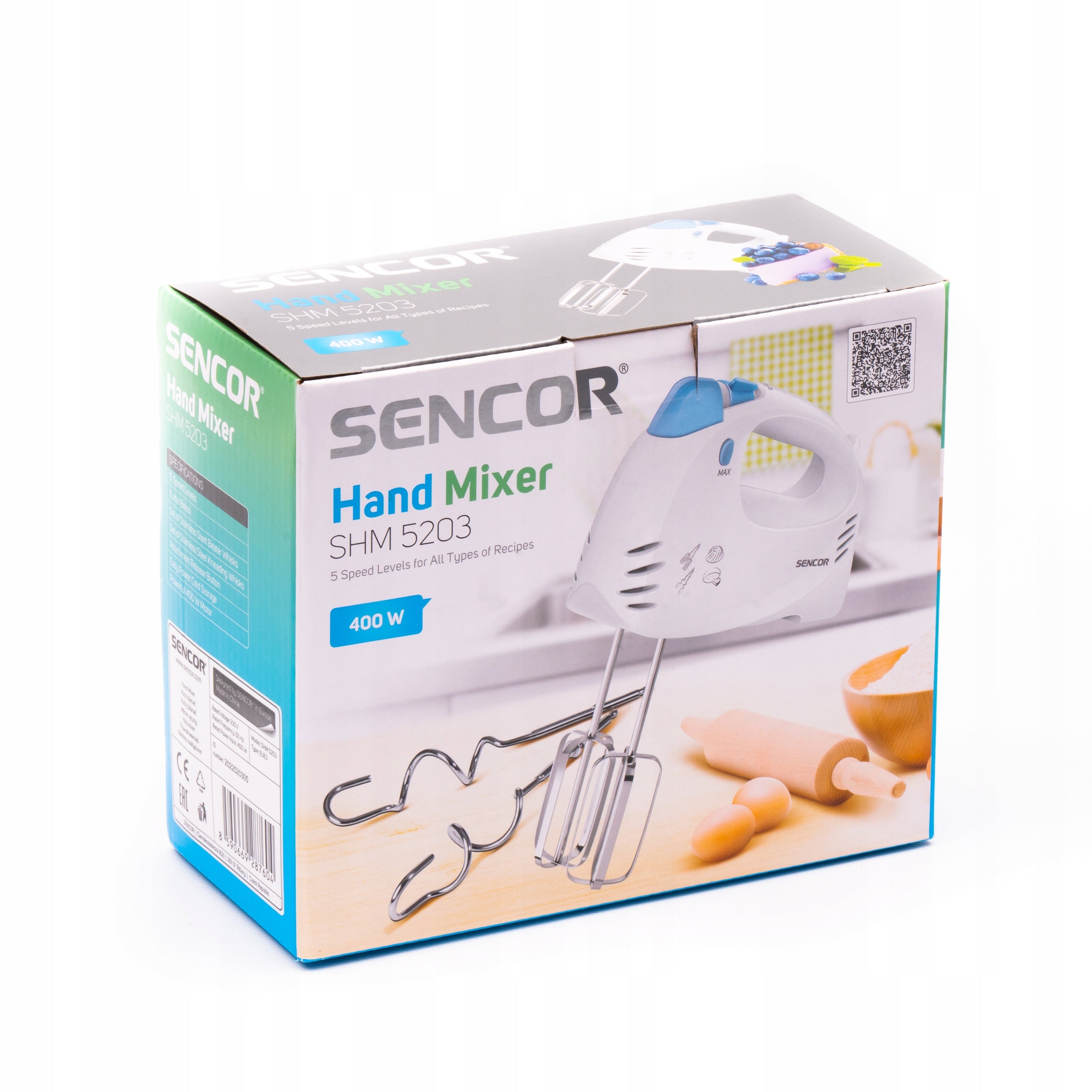 Hand Mixer Sencor 5 Gears 500W TURBO Stirrers Beaters White Packaging status original