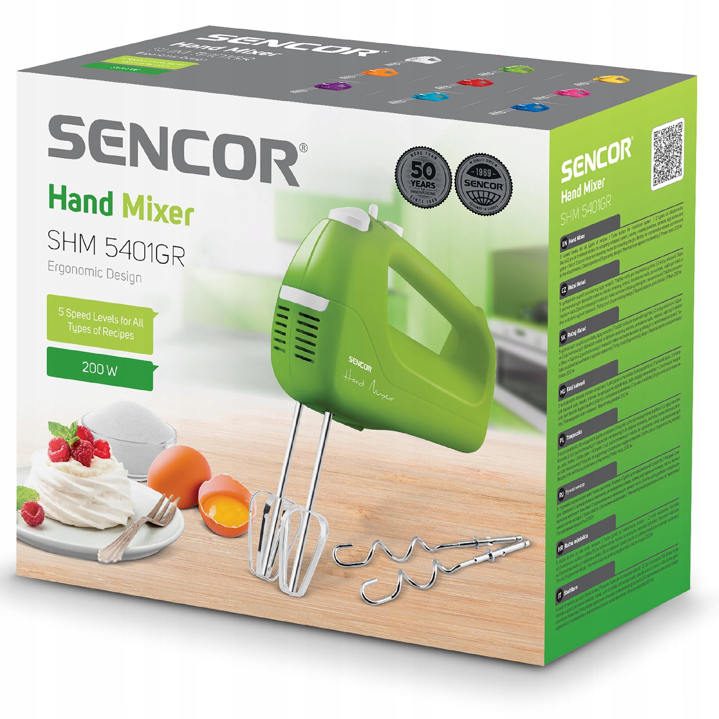 Hand Mixer Sencor SHM5401GR 5 Gears 200W TURBO Packaging status original