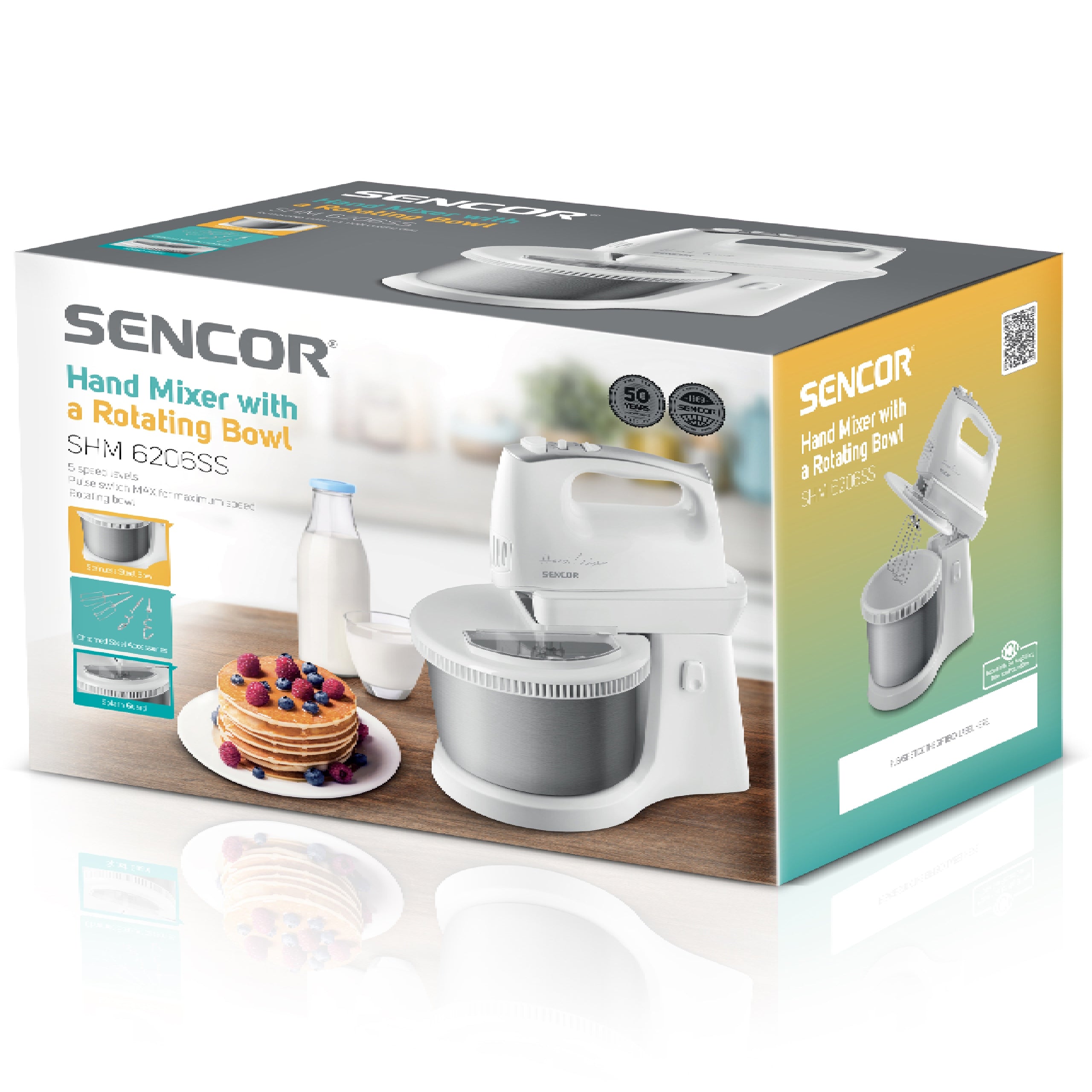 Hand Mixer with Rotary Bowl 5 Gears 500W TURBO Manufacturer code SHM 6206SS