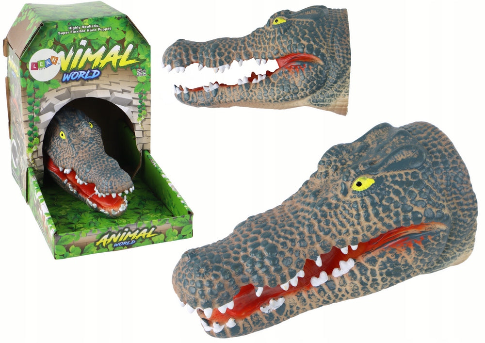 Hand Puppet Crocodile Animal Grey