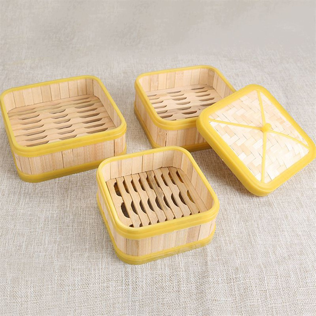 Hand Woven Bamboo Steamer Dim Sum Basket Pasta Cooker 5 8 inch Packaging status original