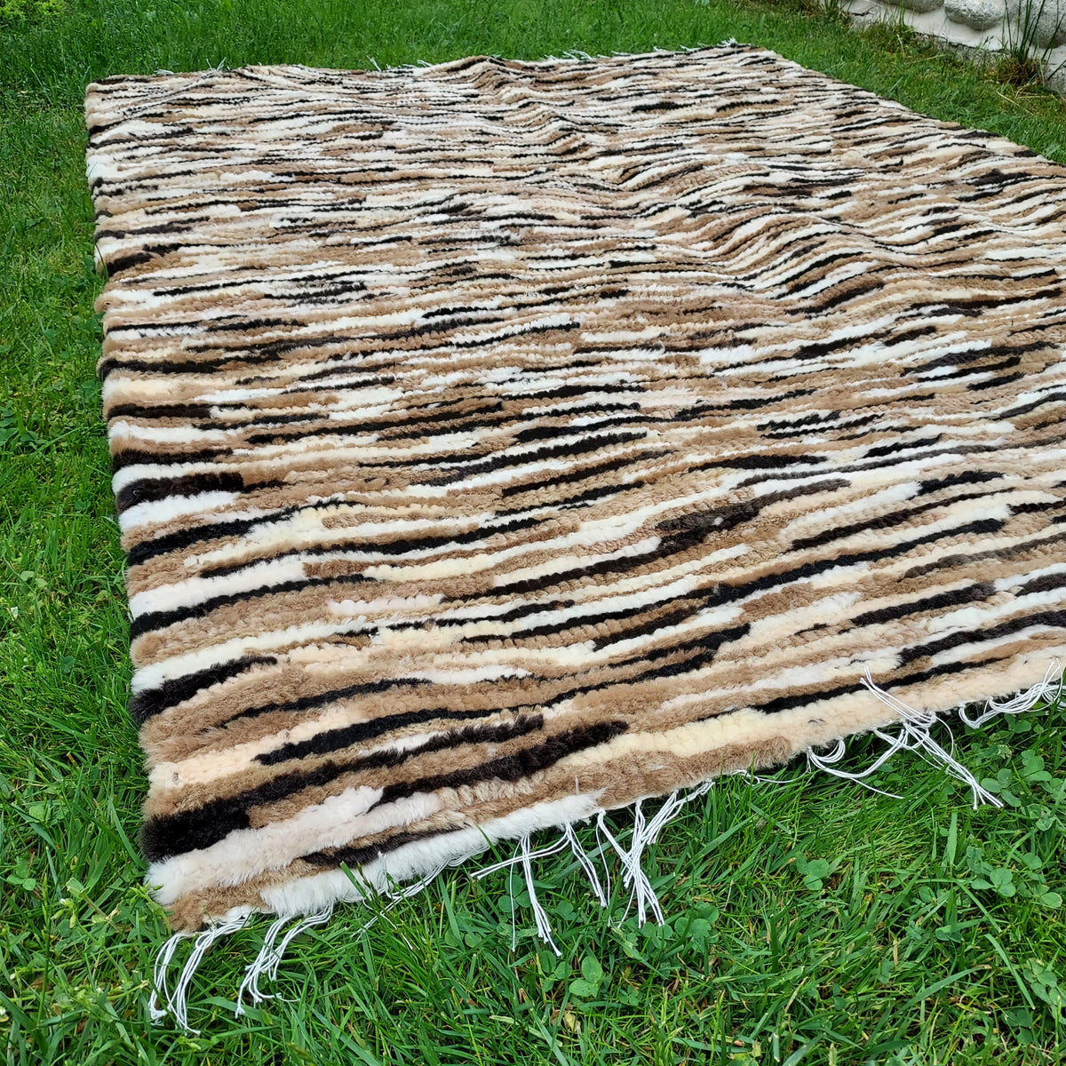 Hand Woven Natural Sheepskin Carpet Color multicolor