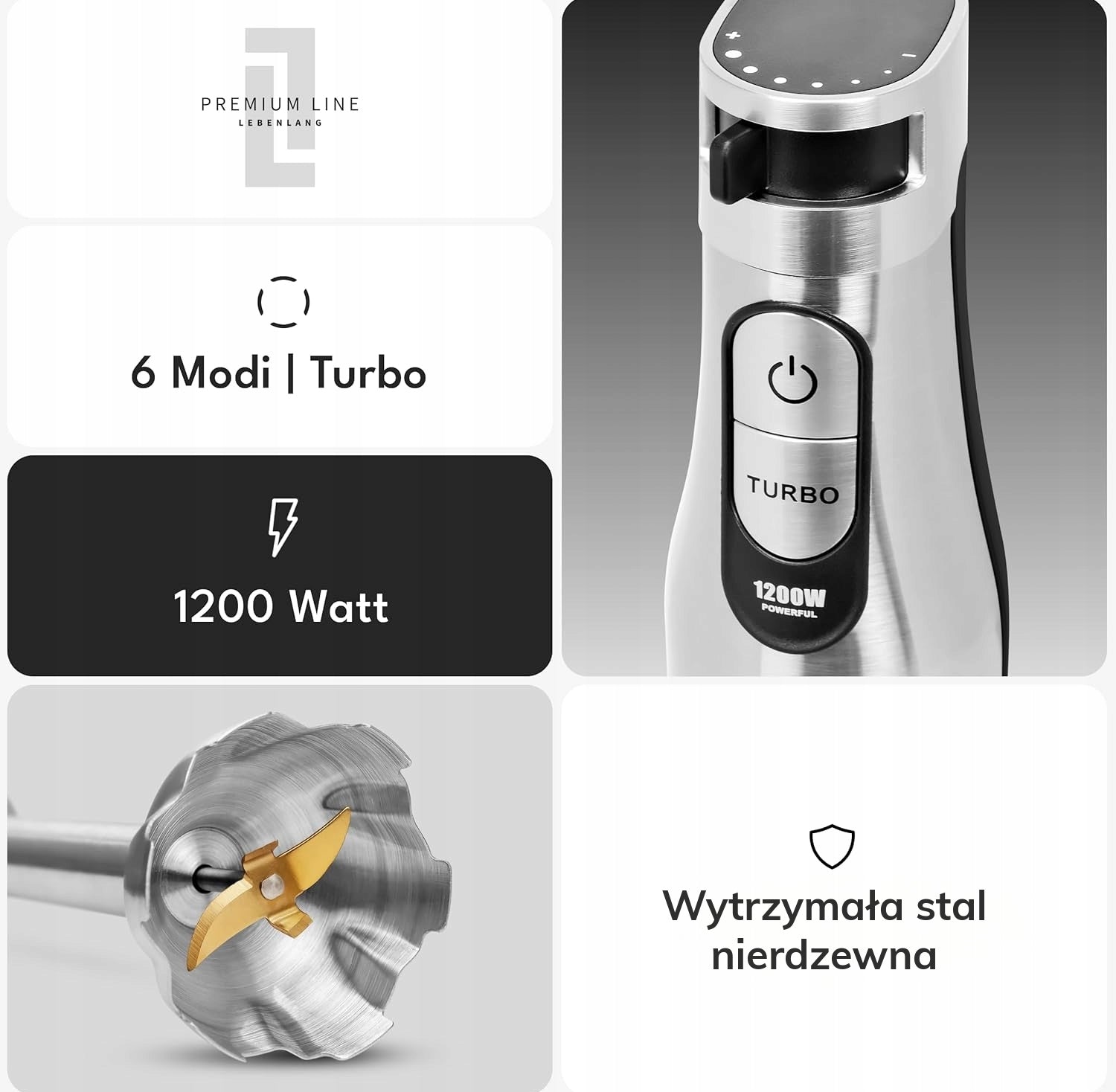 Hand blender LEBENLANG 1200W 5in1 turbo XL Titan multifunctional 1000 ml Model LBP9786