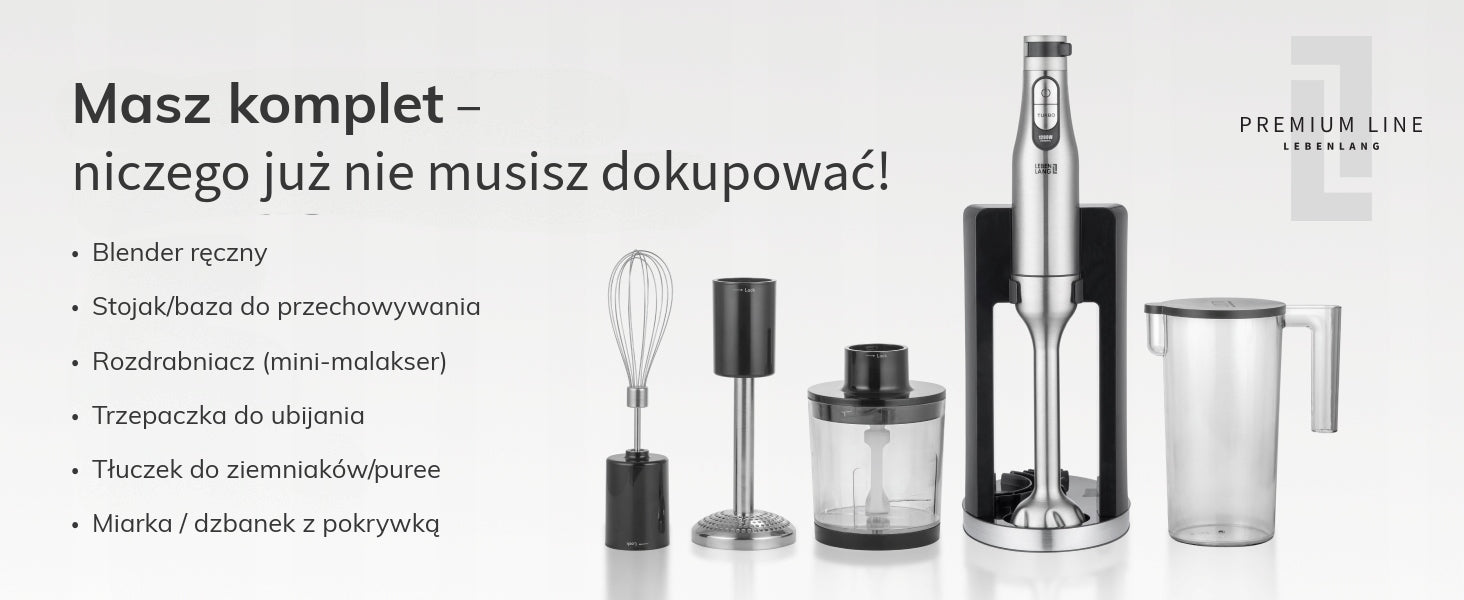 Hand blender LEBENLANG 1200W 5in1 turbo XL Titan multifunctional 1000 ml Power rating 1200 W