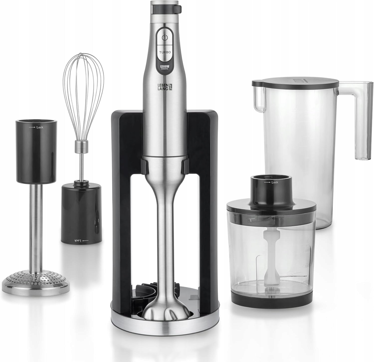 Hand blender LEBENLANG 1200W 5in1 turbo XL Titan multifunctional 1000 ml