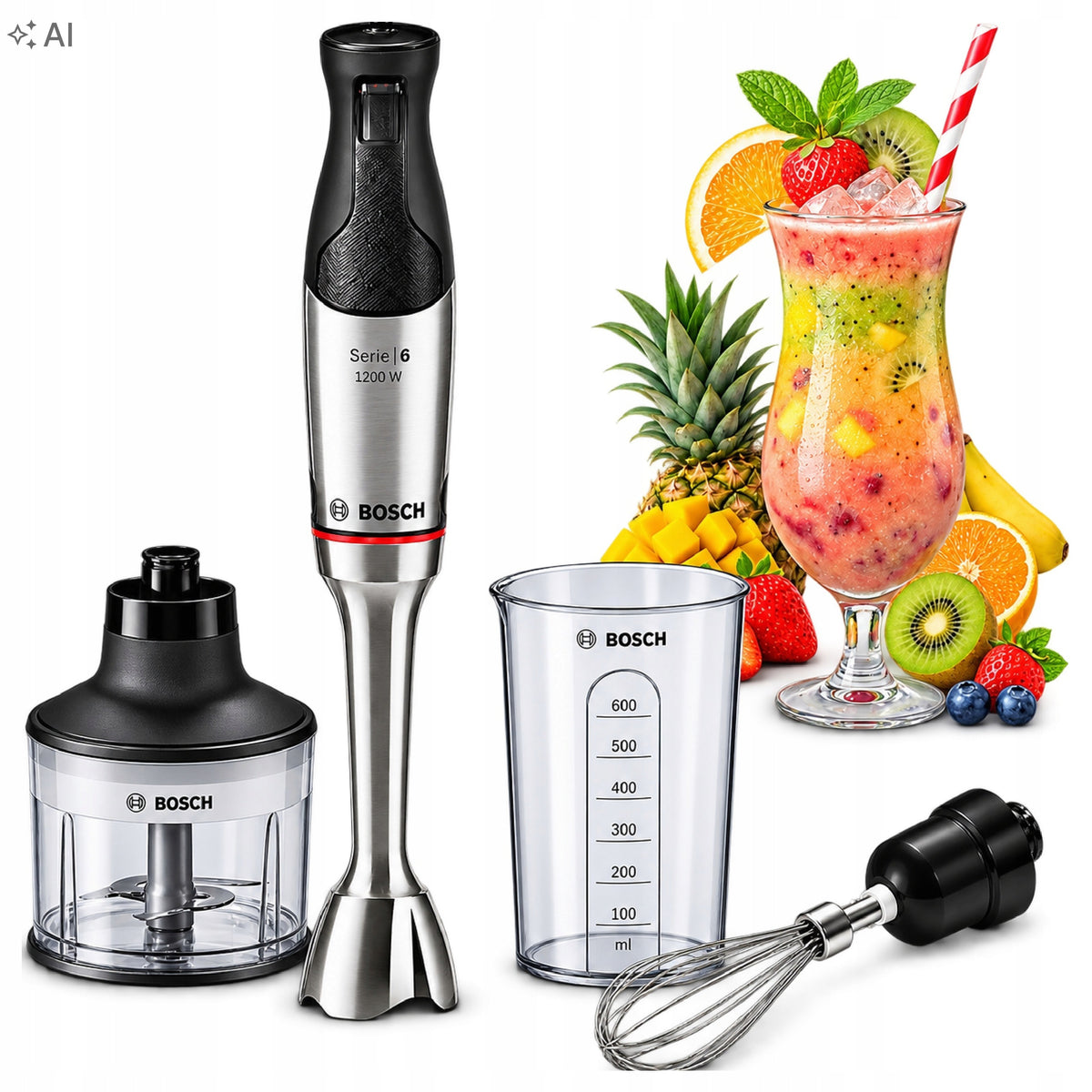 Hand blender mixer shredder Bosch 1200W ErgoMaster MSM6M831 1200W