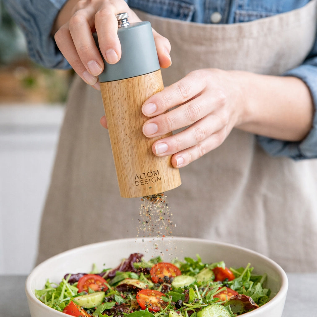 Hand grinder for salt and pepper, green Altom Design wooden spice grinder Manufacturer code 0206015207