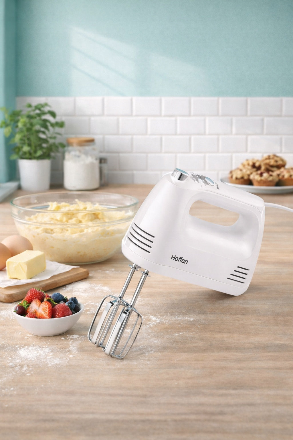 Hand mixer Hoffen 400W WHITE Speed control Interchangeable tips Brand Hoffen