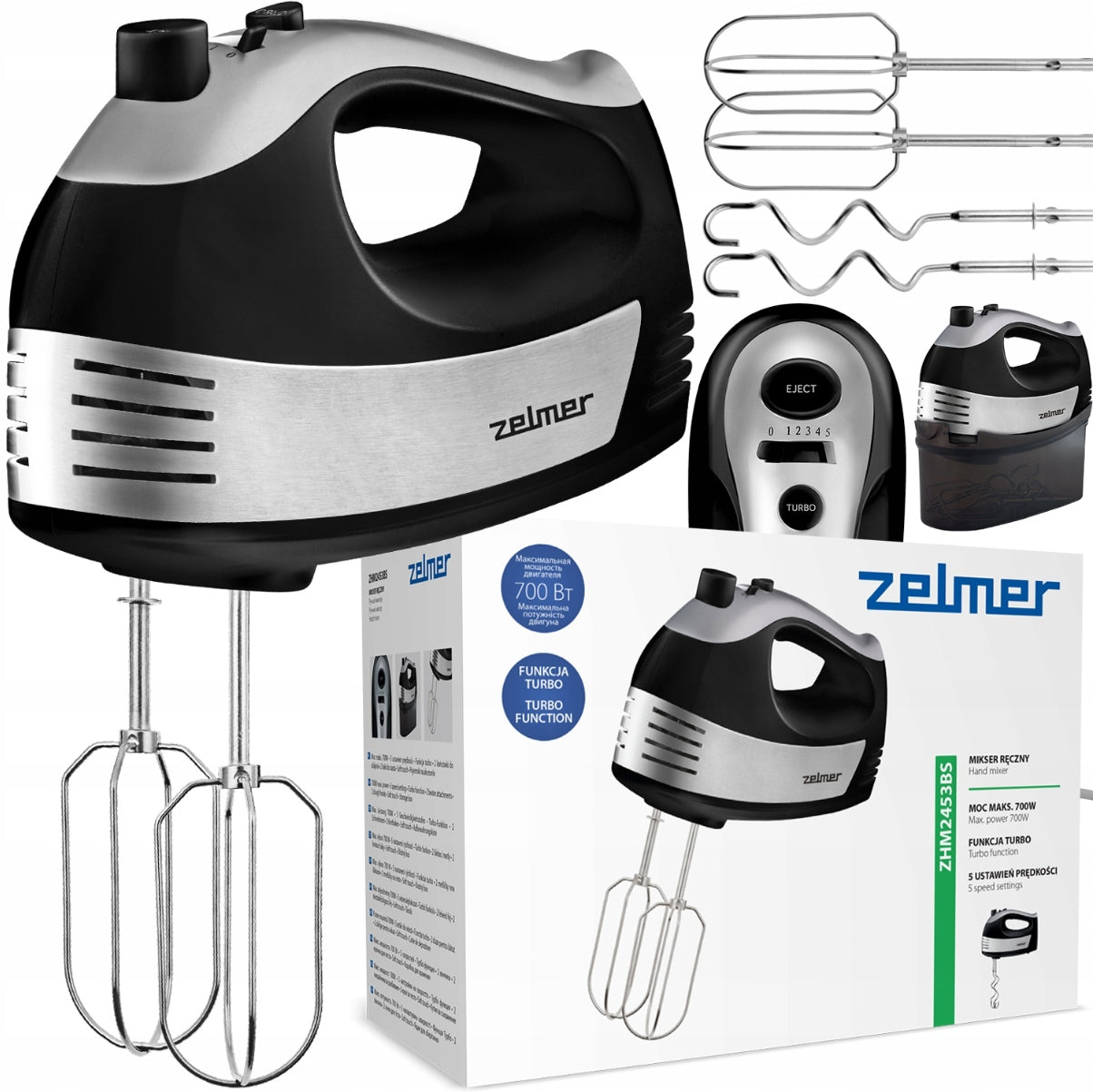 Hand mixer Zelmer ZHM2453BS 700W turbo 5 speed black-silver