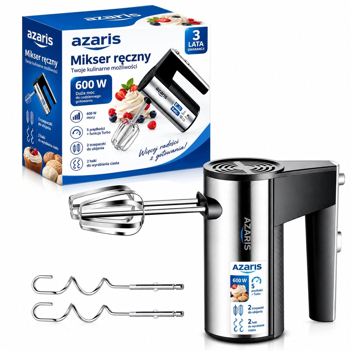 Hand mixer food processor for whipping mixing powerful AZARIS