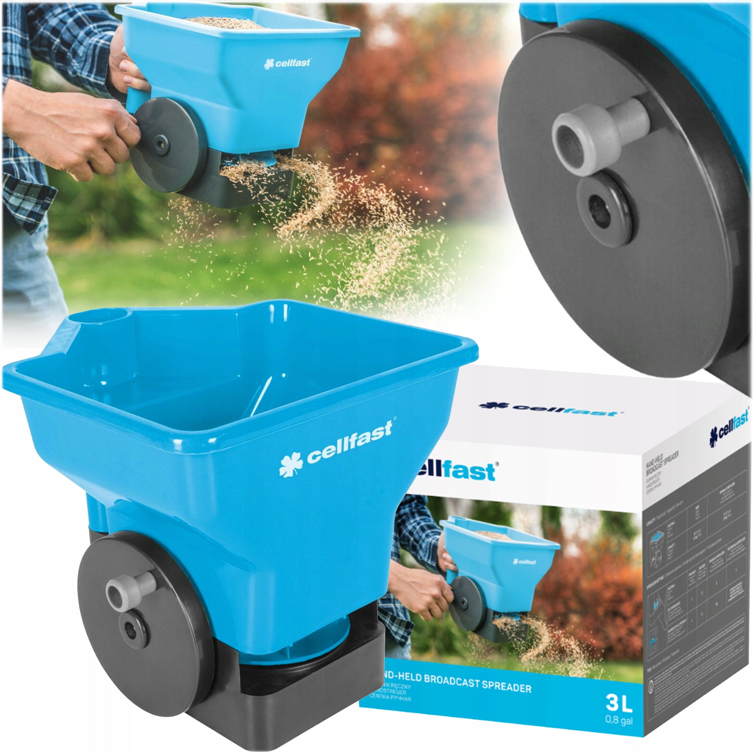 Hand seed drill GRASS SPREADING SEED FERTILIZATION 3l CRANK gloves set Manufacturer code CF.42-204+pordanik