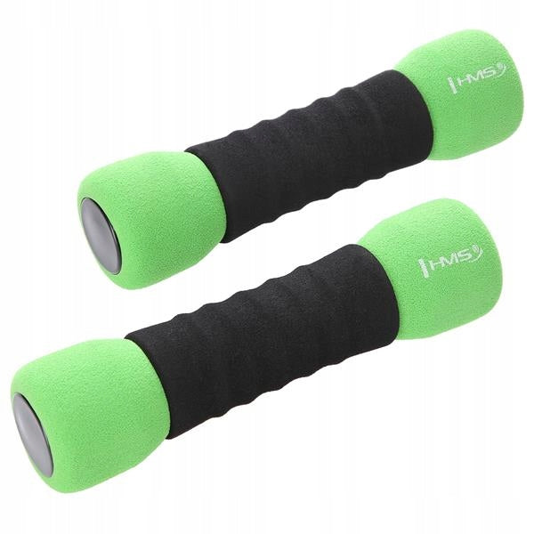 Hand weights foam dumbbells for fitness exercises Set of 2x1,5kg HMS Color green