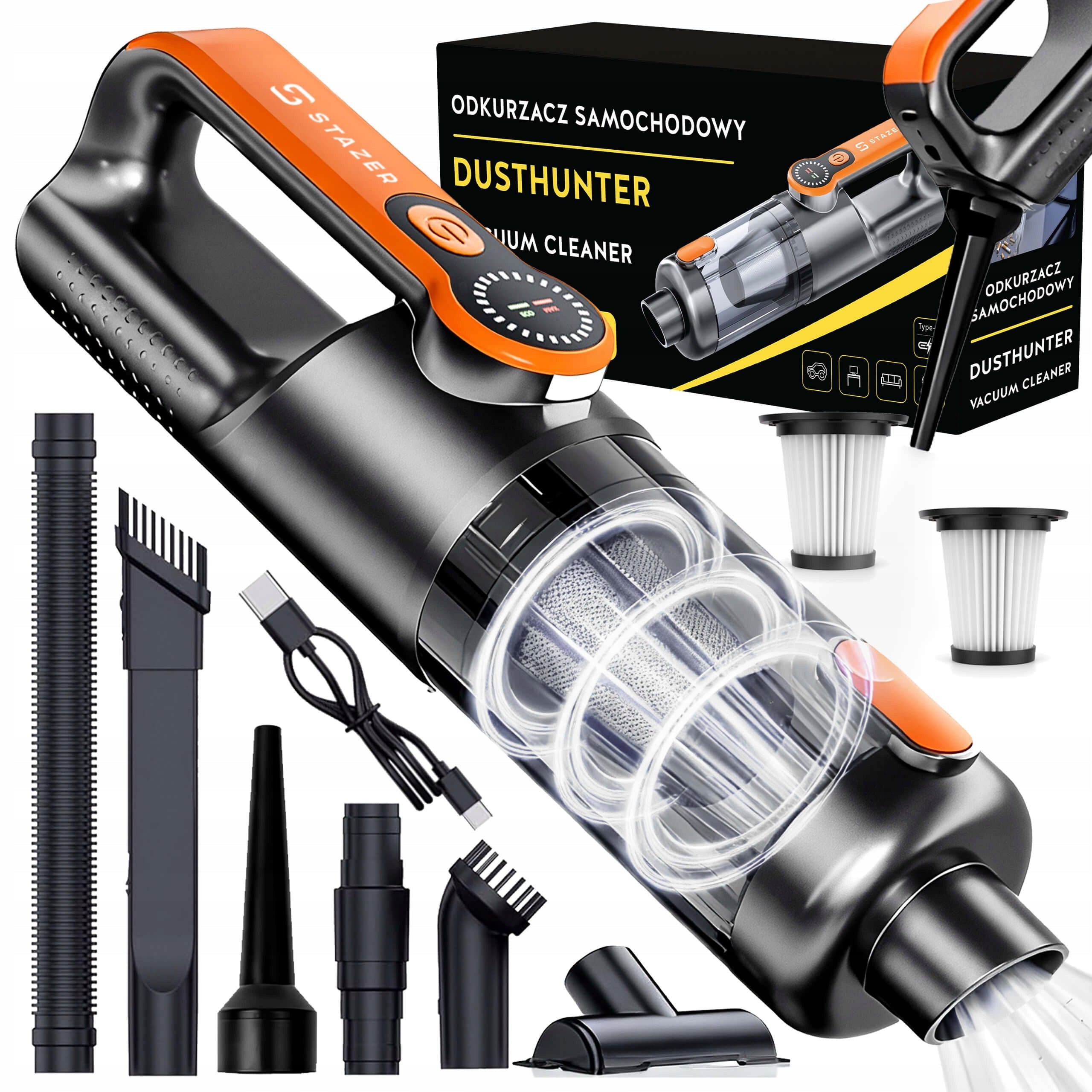 Handheld Cordless Car Vacuum Cleaner for Car Rechargeable USB 17 kPa