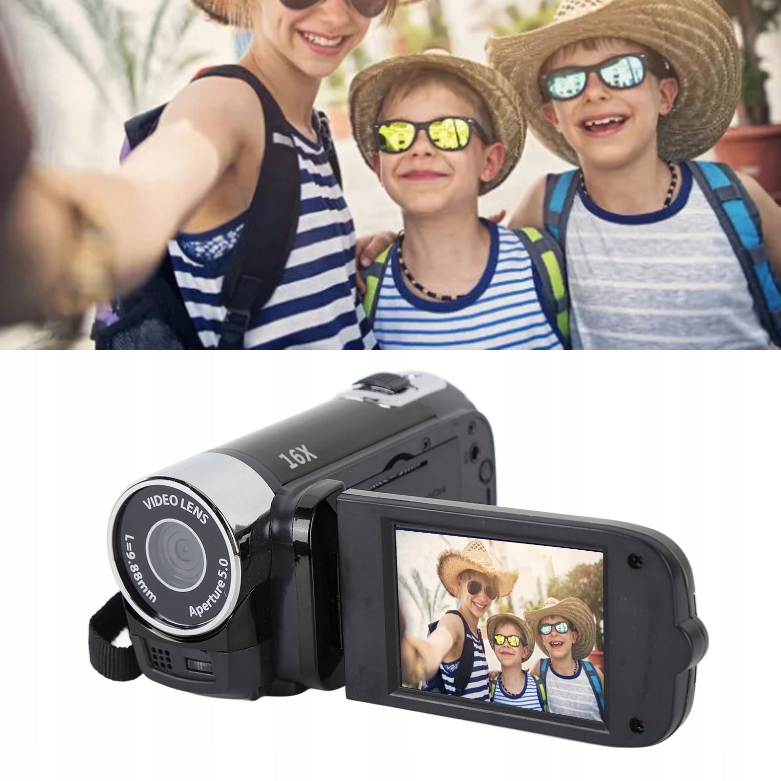 Handheld Digital 4K DV Camera Rotating Screen 16x USB Zoom Black Manufacturer code 22142300546141