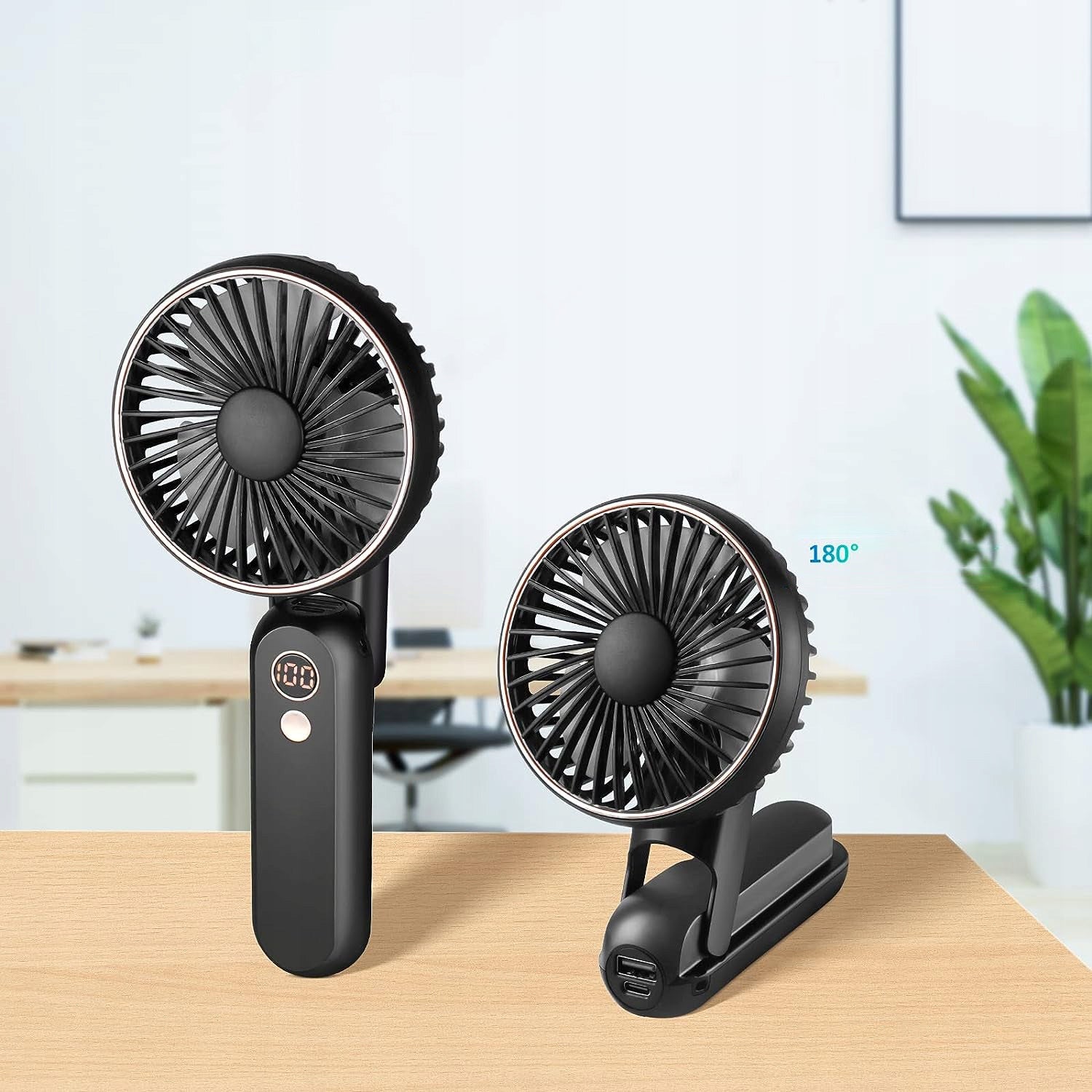 Handheld Folding Mini Fan Pocket Fan 5 Wind Speeds Packaging status original