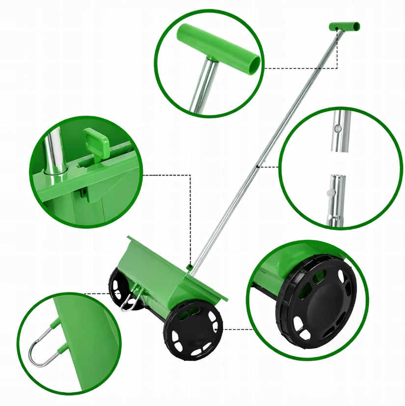 Handheld Garden Seed Spreader Grass Seeds Salt Sand Fertilizer 6L Capacity 6 l