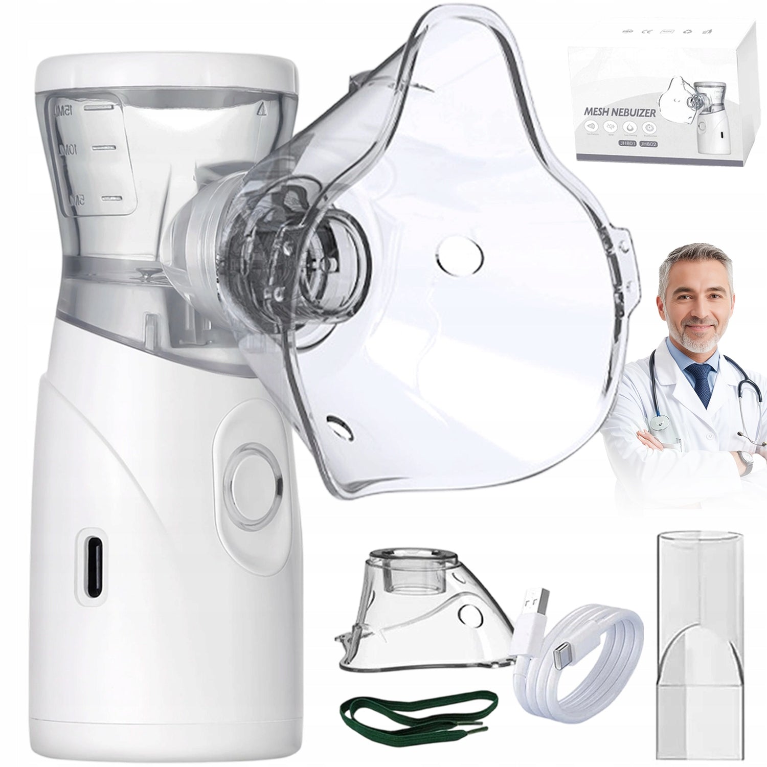 Handheld Inhaler with 2 Spray Modes Quiet Portable White 15ml