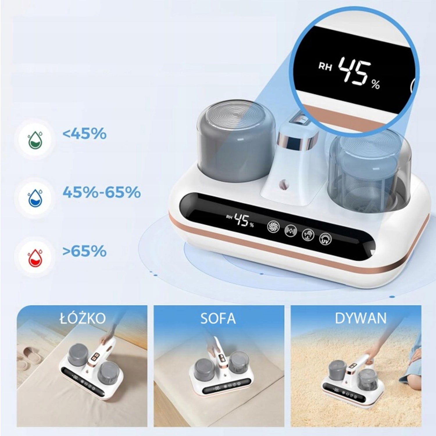 Handheld Mites Vacuum Cleaner, 5 in 1, UV-C, Ultrasound, High Power, 100W Packaging status original