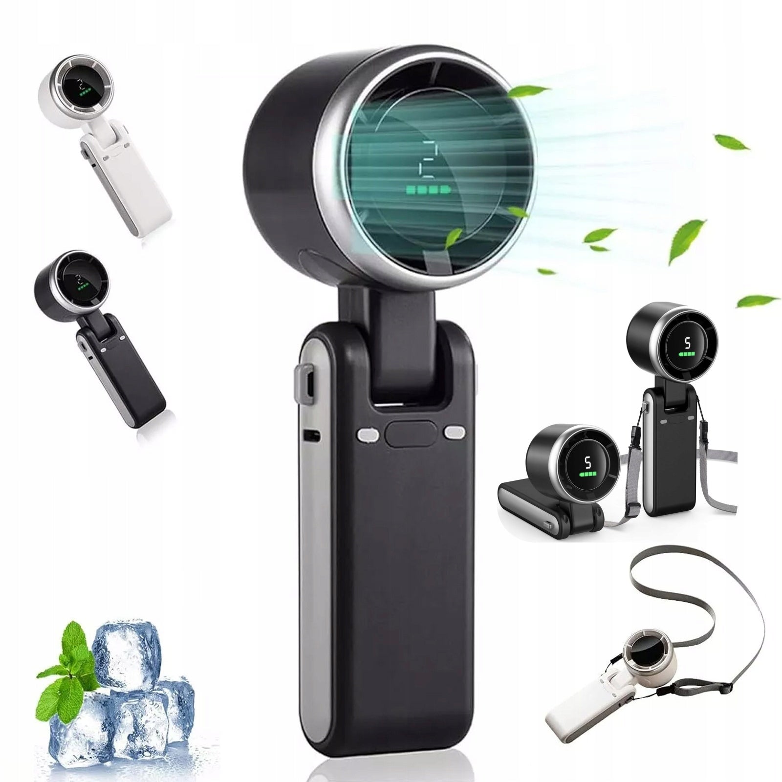 Handheld Turbo Fan 5 Speed 12H USB-C Rechargeable Portable for