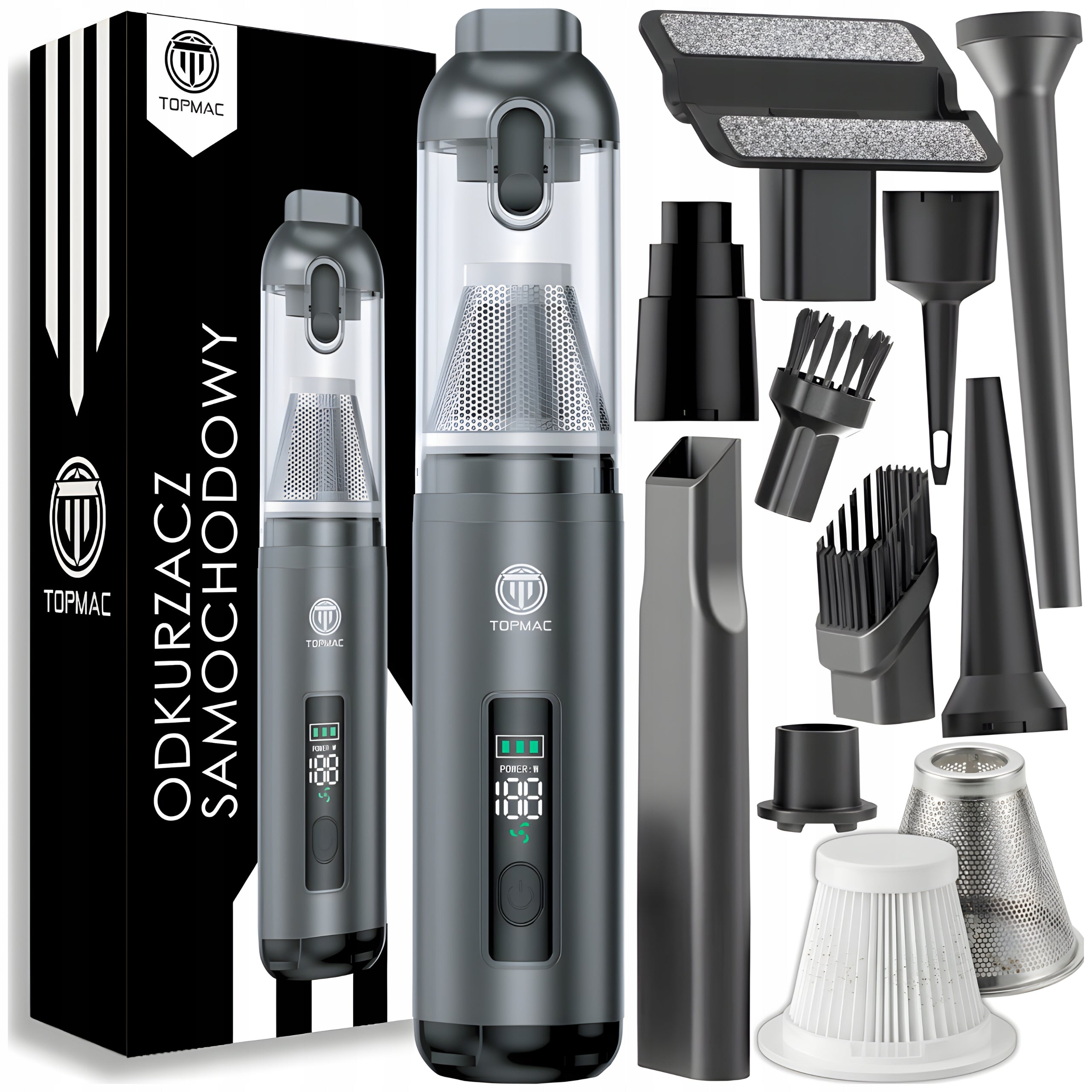 Handheld vacuum cleaner TopMac battery 140 W with HEPA pumping function
