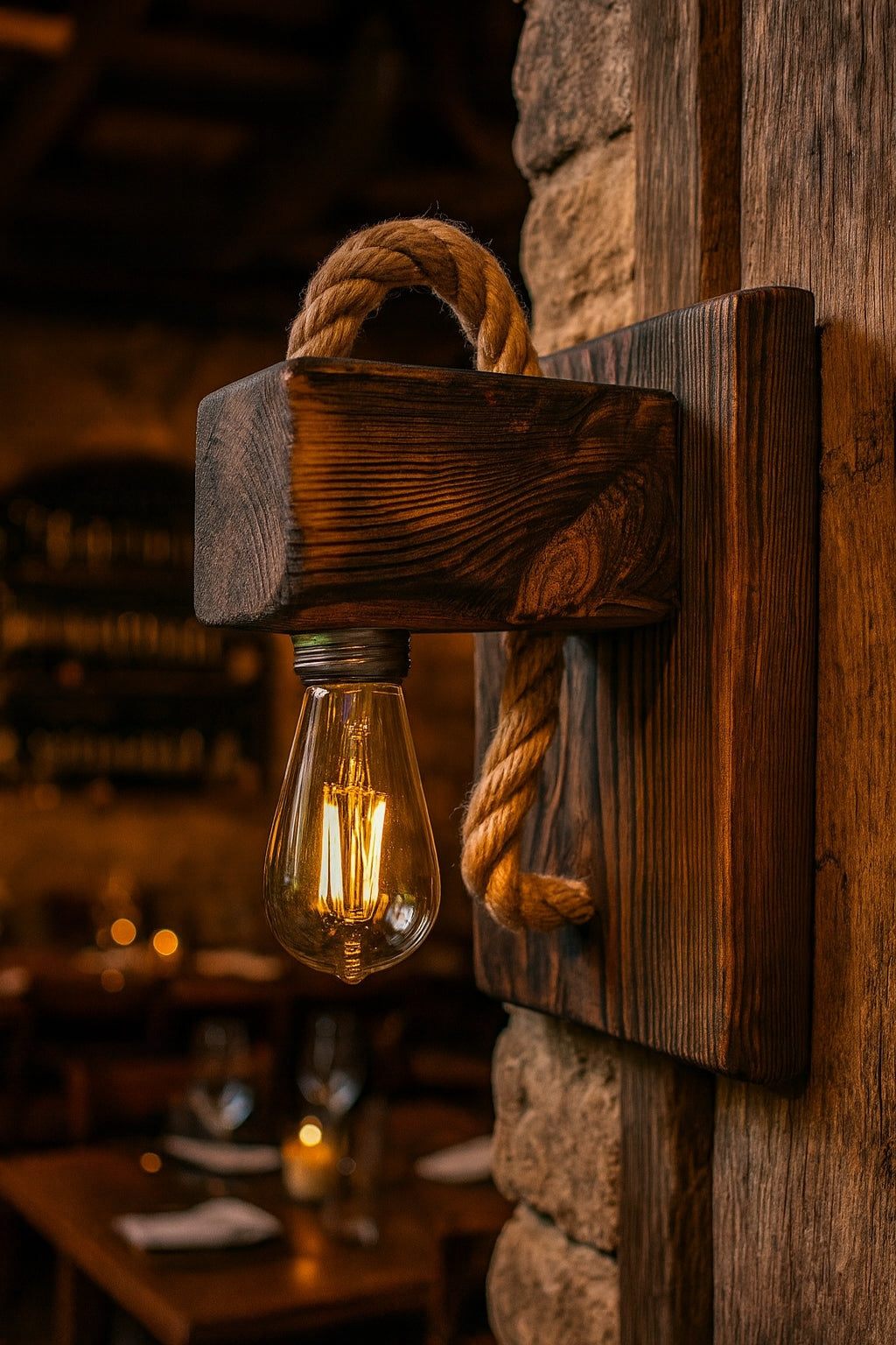 Handmade Wooden Wall Lamp OldBlockS Packaging status original