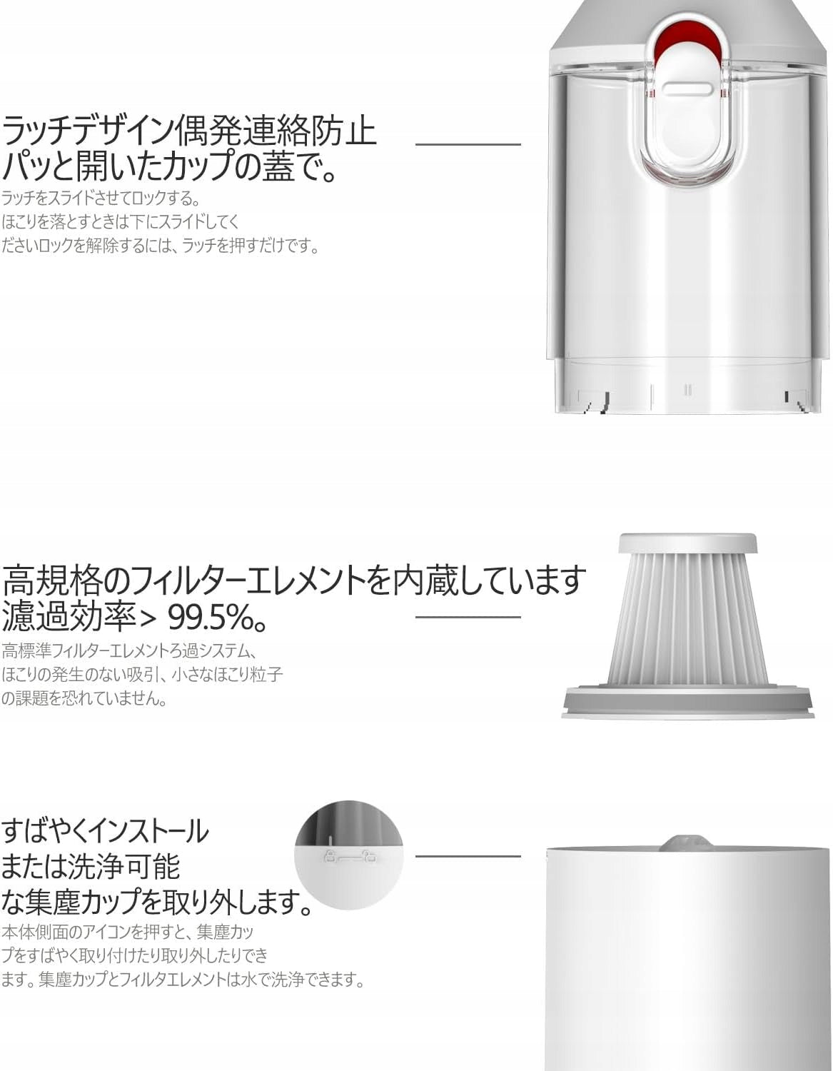 Handy Multifunction Vacuum Cleaner - Wireless, for Wet and Suc Use Maximum power 14500 W