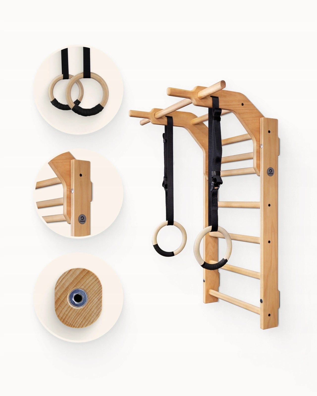 Hanging gymnastic ladder PREMIUM ONMAX Nord 118 cm Natural for exercise