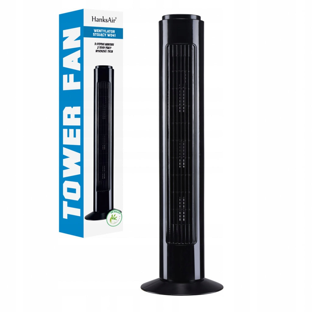 HanksAir Column Fan Floor Standing Column Fan Black Model Wentylator Kolumnowy Stojący Podłogowy
