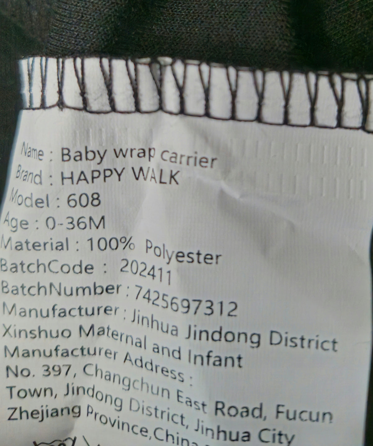 Happy Walk soft scarf carrier Packaging status original