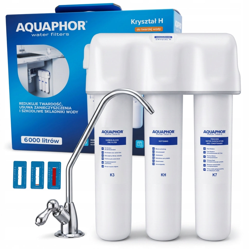 Hard water filter Aquaphor Crystal H softening, under sink + indicator