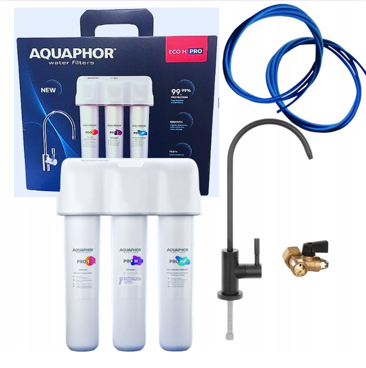 Hard water filter softening under sink AQUAPHOR ECO H PRO black spout