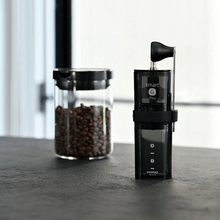 Hario Coffee Grinder - Smart G PRO Coffee Mill Transparent Black Packaging status original