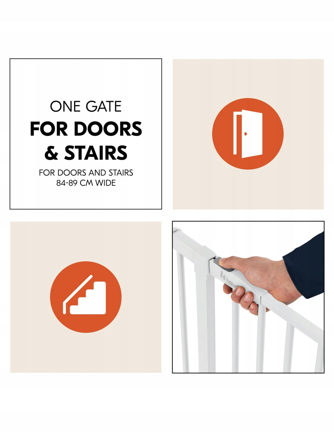 Hauck safety gate Barrier Clear Step 2 Set WHITE 84-89 cm Manufacturer code 4007923597545