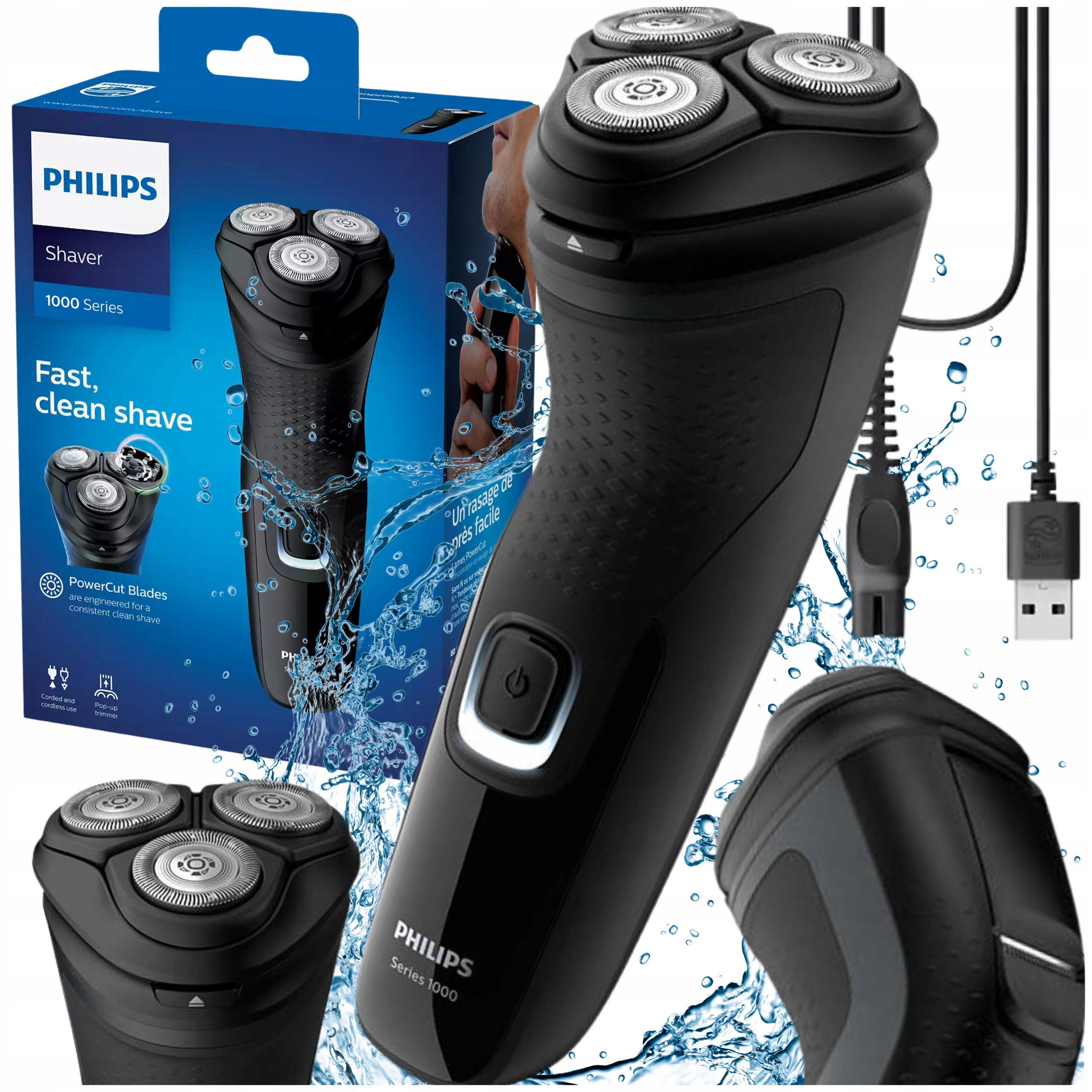 Head shaver for facial hair Philips Series 1000 S1134 black Manufacturer code S1134