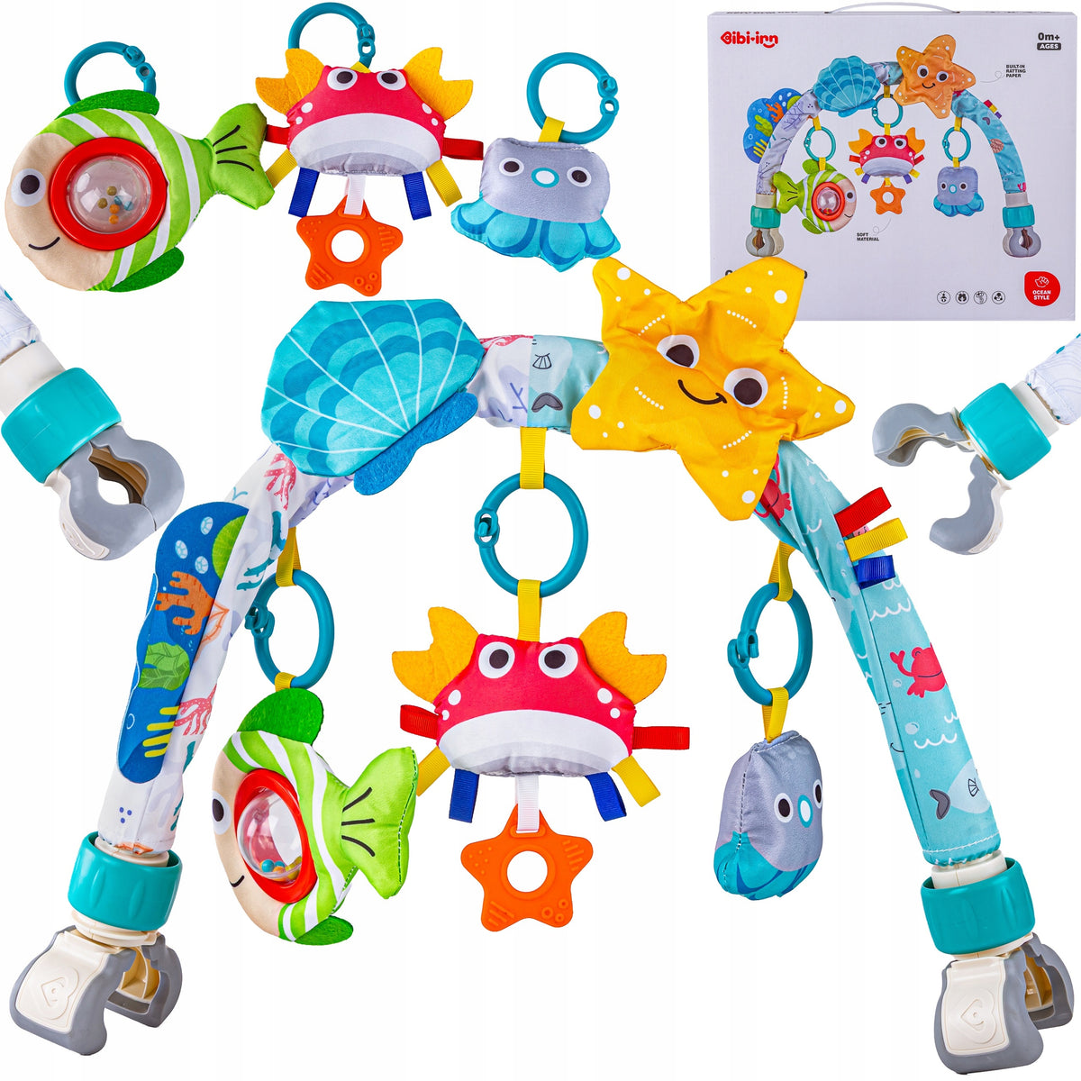 Headband Bow Pendant 3in1 with Plush Toys and Bed Clip Car Seat Stroller
